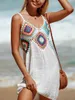 Women Beach Wear Wear Women Bikini Cover Sleeveless V Neck Vintage Telut Speach Swimwear Summer Dress D240507