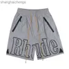 Original 1:1 High Quality Designer Shorts for Rhuder Spring/summer New Trendy Brand Reflective Letter Print Mens Casual Drawstring Sports Split Shorts Pants