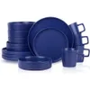 Service de vaisselle de la vaisselle Stone Lain Coupé pour 8 Noirs Matte - Plats élégants et modernes pour les restaurants, les divertissements et les occasions spéciales