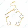 Bracciale classico Bracciale Bracciale Bracciale bianco Agata Blu Braccialetti in argento Gold Argento Braccialetti 18K Gold Placcato a quattro foglie Bracciale Bracciale Bracciale Bracciale No Box No Box