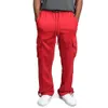 Mens Multi-Pocket Cargo Pants Autumn Fleece Heetpants Fashion String Rechte Pant Male Losse comfortabele sportbroeken 240506