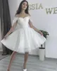 Sparke kurze Hochzeitskleid 2024 aus der Schulter Pailletten Tüll a-line knielange Brautkleider für formelle Party vestidos de novia