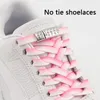 Pièces de chaussures 1 paire lacets plats sans liens lacets élastiques gradient pour baskets Diamond Metal Lock chaussures magnétiques dentelle unisexe