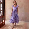 Sukienka designerska 2024 Letni Lato U-Neck Flow Long Sukienka z otwartą suknią plażową dla kobiet sukienki o rozmiarach