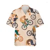 Chemises décontractées pour hommes chemises hawaïennes 3d Funny Bicycle Imprimement de la plage de la plage de la plage à manches courtes surdimensionnées