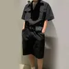 Calça masculina moda masculina com cinto masculino roupas de rua bolos de macacão coreano Botões de manga curta feminino salto feminino