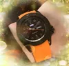 Beliebte Männer Schwarze Keramik -Hülle Uhr Uhr Datum Zeitpunkt Männeruhr Bunte Gummi -Gurt -Quarz -Bewegung Doppelkalender Customed Logo Scaning Ticking Watch Geschenke