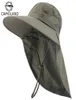 Camoland Summer Upf 50 Sun Hat Femmes hommes Chapeaux de seau imperméables avec volet de cou Extérieur grand chapeau de pêche à la brins 2205199934101