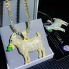 Jood Custom Goat Pendant Iced Out Rapper Jewelry Solid 925 Sterling Silver Charm Hiphop Men Chain Pass Diamond Tester 240424