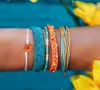 5 peças moda selvagem insera linha de cera Bracelete artesanal tecida margarida azul e amarelo colorido corda de corda por atacado presente14932279