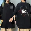 T-shirts masculins T-shirt imprimé anime japonais Coton Été hommes femmes manga court slve harajuku hip hop tops décontracté lâche surdimensionné noir t t240505