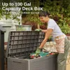 Opbergdozen Bins Tuingereedschap Plastic container 100 gallon grote dek doos speelgoedorganisatie en opslagpoolbenodigdheden 660 pond gewicht capaciteit Q240506