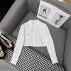 Women's Blouses Shirts Designer 2024 Early Spring Pocket Hot Diamond Logo Decoratie hoogwaardige mode veelzijdige kort wit shirt top 1ZSD