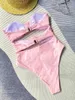 Frauen Badebekleidung Tengweng 2024 ein Stück Frauen hohl Out 3D Blume Liegestütze weiße Badeanzug Badeanzug Strandbekleidung Monokini Frauen