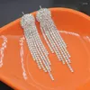 Brincos de berros trêmulos de cristal de cristal de cristal de cristal de cristal longa para feminino para mulheres presentes de joias