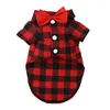 Abbigliamento per cani Gentleman Plaid morbido Shirt casual camicia per animali domestici abiti primavera estate formale per cani outfit da smoking da bowtie