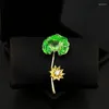 Broszki w stylu narodowym lotosem broszka kobiet kwiat emalia pin koronowy luksusowy garnitur akcesoria zielone rośliny ozdoby biżuterii prezenty 5588