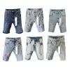 شورت الدنيم الأرجواني الجينز جينز ماركة العلامة التجارية جينز الرجال الرجعية غسل ثقب نحيف الافضل في الأزياء الجينز الأرجواني جودة عالية 06