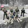 6PCS Figura Figura Armii Zabawa z bronią / postaciami wojskowymi ruchomymi wojskowymi solidorem heroiczny model dla prezentów dla chłopców 240506