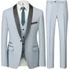 Erkek Suit Blazers Mens Ultra-İnat Seti 3 Parçalı Ceket Yelek Pantolon/Erkek İş Beyefendisi Üst düzey Özel Elbise S-6XL Q240507