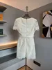 Robes de femme Mode Fashion White Square Couge à manches courtes Mini robe en dentelle