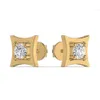Squisiti orecchini rotondi con borchie di diamanti naturali in rosa bianca in oro massiccio da 14kt e gioielli preziosi gialli