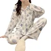 Salon de sommeil pour femmes pyjama dames nouveaux vêtements à manches longues printemps féminin et automne cardigan combinaison cartouche caricaturé mignonne fille douce fille maison