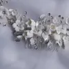 Diademas de la flor de perla blanca Corona de boda de la novia accesorios de pein de la altura de la altura