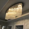 Lampade a soffitto in cristallo ovale k9 moderni lampadario oblungo luci a soffitto di legna americane lussuoso lussuoso lampiras hotel ristorante lustre