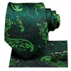 Bow Ties Hi-Tie Dark Green Floral Paisley Silk Wedding Tie For Men Handky Cufflink Gift Elegant Ntrimtie Fashion Business Party