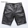 Shorts maschile samlona plus size faxu pu pelle punk tasche con cerniera in stile punk mezze pantaloni 2024 hip hop sexy estate