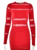 Casual Dresses ByeMyLove Mesh Patchwork Party Dress Women Long Sleeve Cut Out See Through Sexy Mini Clubwear For Hight Street Solid