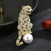 Fashion Light Luxus High-End Retro Money Leopard Micro-Zirkon Brosche Tier Design Brosche Schmuck Brosche Geschenkset Accessoires 240507