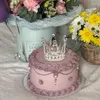 Party Supplies 5st/Lot Mini Crown Princess Topper Crystal Cake Toppers Bröllop DIY Födelsedagsdekoration