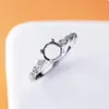 Anelli di cluster 6x6mm 8x8mm 10x10mm Cabochon Ringele a monte semi -montaggio 925 Sterling Silver Women Engagement Impostazione del matrimonio 308M