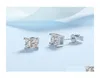 Stud Princess Cut 2Ct Diamond Test Passed Rhodium Plated 925 SierColor Earrings Jewelry Couple Gift 220211 Drop Delivery Dhucy6577116