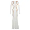 Robes sexy urbaines Anjamanor S à travers le maillage Insérer des robes de fête blanches pour les femmes 2023 hiver d'hiver élégant sexy slve maxi robe d96-di27 T240507