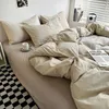 Bedding sets Japanese Lattice Duvet Cover Set with Sheet Pillowcases No Filling Warm Solid Color Bed Linen Full Queen Size Home Bedding Set J240507