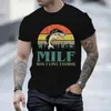 T-shirt maschile maglietta di grandi dimensioni Summer Men Milf Man adoro la stampa di pesca hip hop corta slve harajuku maglietta da pesca milf maschio t t240506