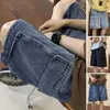 Heren shorts mode casual retro blauwe vracht Hong Kong -stijl losse grote pocket denim shorts heren Summer slanke fit modieus wassen vijfpunt casual pantsl2405