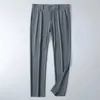 Men's Pants Needlesnoah Summer Brand Bamboo Fiber Thin Elastic Mens Slim Fit Straight Pants Business Casual Lightweight Army Green Gray Trousers J240507