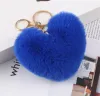 Love Pompom Keychain Gifts for Women Soft Heart Shape Pompom Imitated Rabbit Fur Key Chain Ball Car Bag Accessories Key Ring LL