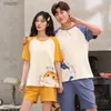 Veilleur pour femmes Le dernier couple de pyjama pour l'été 100% coton pur court-couches pour hommes et femmes mignon carton couple pyjamas wx