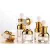 Goldglas -Tropfenflasche 20 30 50 ml Luxus -Serumflasche mit goldener Kappe für ätherische Öl LL