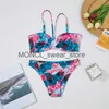 Женские купальные костюмы Para Praia 2023 Halter Bandeau Bikini Women Swimsuit Women Women Floral Push Set Brazilian Bathing Comse для H240507