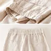 Summerskie spodnie w talii kobiety Koreańska moda bawełniana bawełniana szerokie nogi pantelones solidne luźne luźne sporne sporty s-3xl 240420