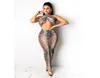 Mode Skinny Two Piece Sets Women Leopard Tweed Piece Dress Sexy Zie door Halter Crop Tops 2PCS2745294