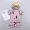 Les enfants pyjamas Set Leopard Satin Satin enfants garçons filles Sleepings Tenues Set à manches courtes Blouse TOPSShorts SleepingWear 240506