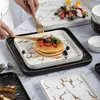 Kreatives Steak quadratisch Tischgeschirr Set Marmor Western Dish Keramikschale Platte Schale Sushi Desserts Tablett 240506