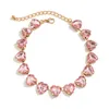 Cara Ingesight.z de luxo rosa strass pêssego Colar de coração para mulheres Corrente clavicular de moda coreana Shinny Crystal curto